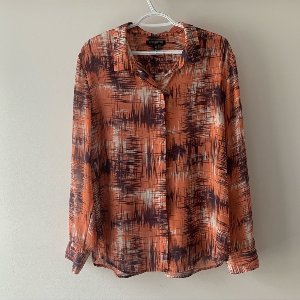 Banana Republic Sheer Patterned Button Down Shirt